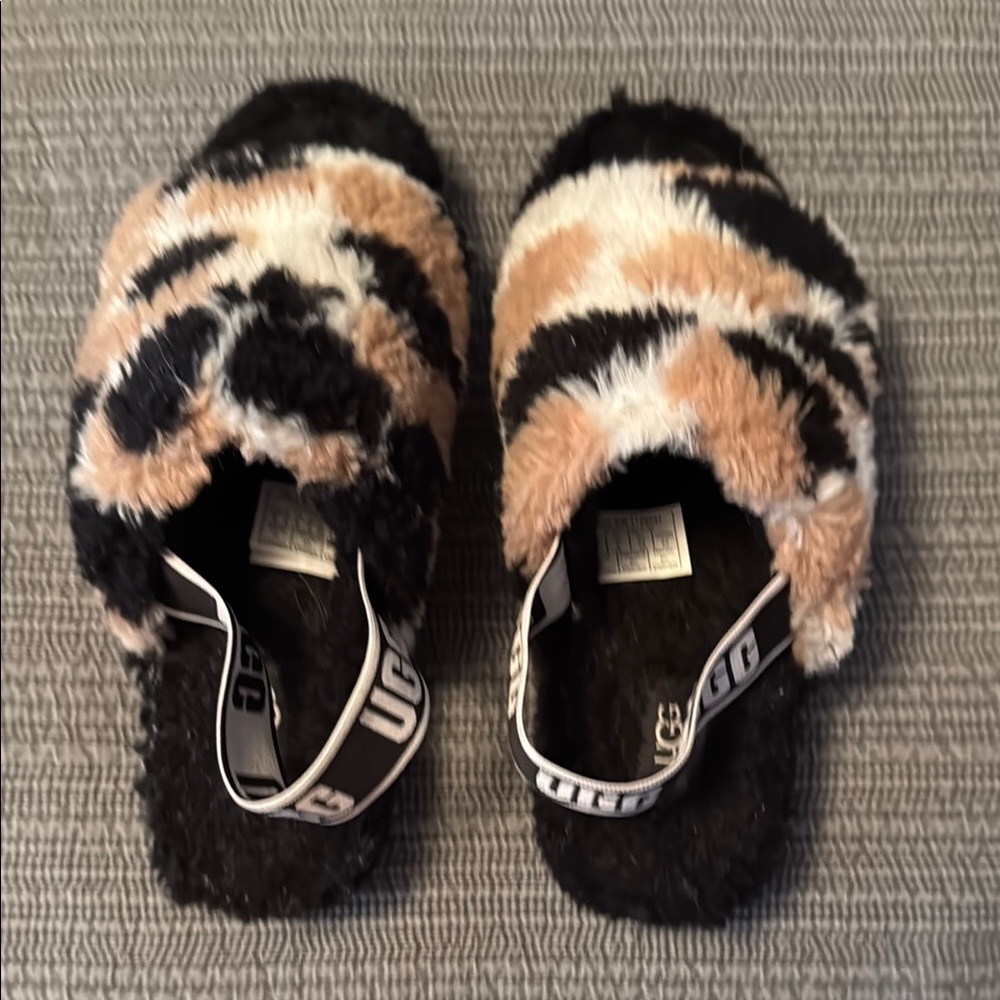 UGG Furry Striped Slides